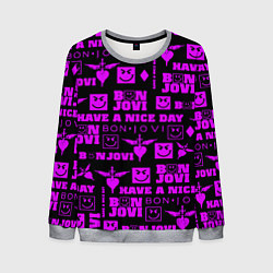 Свитшот мужской Bon Jovi neon pink rock, цвет: 3D-меланж