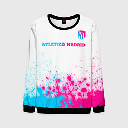 Мужской свитшот Atletico Madrid neon gradient style посередине