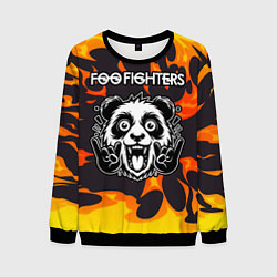 Свитшот мужской Foo Fighters рок панда и огонь, цвет: 3D-черный