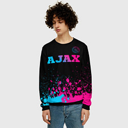 Свитшот мужской Ajax - neon gradient посередине, цвет: 3D-черный — фото 2