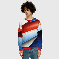 Свитшот мужской Абстрактный минимализм плавные волнистые линии, цвет: 3D-красный — фото 2