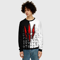 Свитшот мужской Ведьмак - красные следы от когтей, цвет: 3D-черный — фото 2
