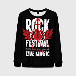 Свитшот мужской Rock festival - live music, цвет: 3D-черный