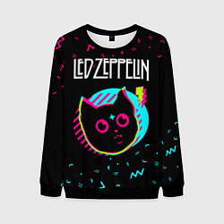 Свитшот мужской Led Zeppelin - rock star cat, цвет: 3D-черный