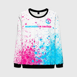 Свитшот мужской Manchester United neon gradient style посередине, цвет: 3D-черный