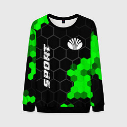 Свитшот мужской Daewoo green sport hexagon, цвет: 3D-черный
