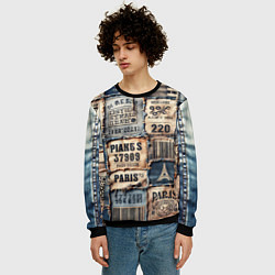 Свитшот мужской Пэчворк джинсы из Парижа, цвет: 3D-черный — фото 2