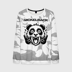 Свитшот мужской Nickelback рок панда на светлом фоне, цвет: 3D-белый