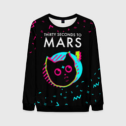 Свитшот мужской Thirty Seconds to Mars - rock star cat, цвет: 3D-черный