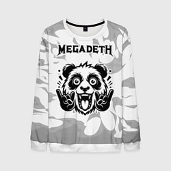 Мужской свитшот Megadeth рок панда на светлом фоне