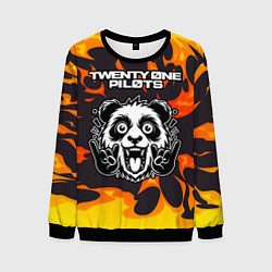 Свитшот мужской Twenty One Pilots рок панда и огонь, цвет: 3D-черный