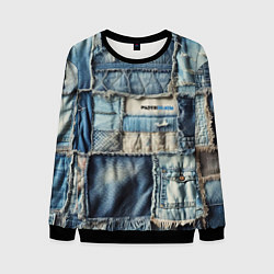 Свитшот мужской Patchwork denim - vogue, цвет: 3D-черный