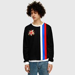 Свитшот мужской Великая отечественная - триколор полосы, цвет: 3D-белый — фото 2