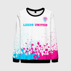 Мужской свитшот Leeds United neon gradient style посередине