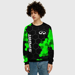 Свитшот мужской Infiniti green sport hexagon, цвет: 3D-черный — фото 2