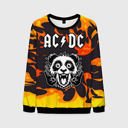 Мужской свитшот AC DC рок панда и огонь