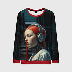 Свитшот мужской Рыжая девушка-киборг, цвет: 3D-красный