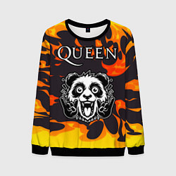 Свитшот мужской Queen рок панда и огонь, цвет: 3D-черный