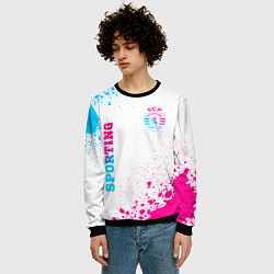 Свитшот мужской Sporting neon gradient style вертикально, цвет: 3D-черный — фото 2