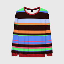 Свитшот мужской Разноцветный полосатый, цвет: 3D-красный
