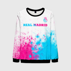 Мужской свитшот Real Madrid neon gradient style посередине