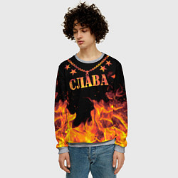 Свитшот мужской Слава - имя в огне, цвет: 3D-меланж — фото 2