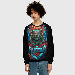 Свитшот мужской Суровый русский медведь, цвет: 3D-черный — фото 2