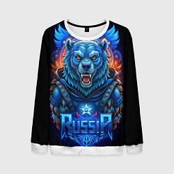 Мужской свитшот Ледяной синий супер русский медведь со звездой гер