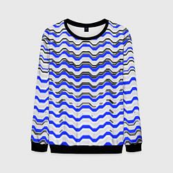Мужской свитшот Black and blue stripes on a white background