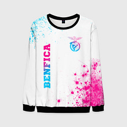 Свитшот мужской Benfica neon gradient style вертикально, цвет: 3D-черный