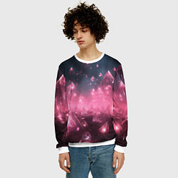 Свитшот мужской Розовый абстрактный космос, цвет: 3D-белый — фото 2