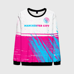 Мужской свитшот Manchester City neon gradient style посередине