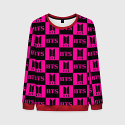 Свитшот мужской BTS pattern pink logo, цвет: 3D-красный