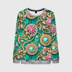 Свитшот мужской Ювелирные бирюзовые украшение с золотом и бриллиан, цвет: 3D-меланж