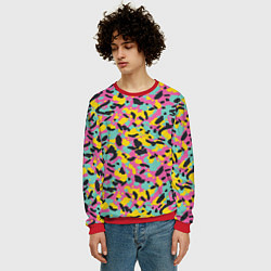 Свитшот мужской Пиксельный камуфляжный паттерн в неоновых цветах, цвет: 3D-красный — фото 2