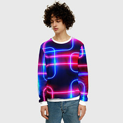 Свитшот мужской Светящиеся неоновые дуги, цвет: 3D-белый — фото 2