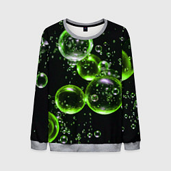 Мужской свитшот Зеленые пузыри на черном