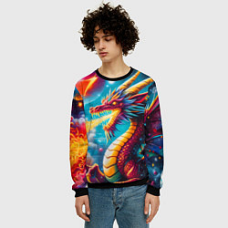 Свитшот мужской Космический дракон - граффити, цвет: 3D-черный — фото 2