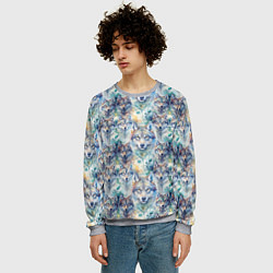 Свитшот мужской Паттерн из волков, цвет: 3D-меланж — фото 2