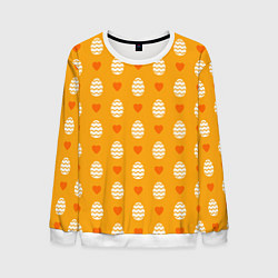 Мужской свитшот Оранжевый паттерн с яйцами и сердечками
