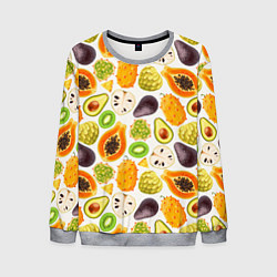 Свитшот мужской Экзотический фруктовый узор, цвет: 3D-меланж