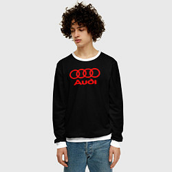 Свитшот мужской Audi red logo, цвет: 3D-белый — фото 2