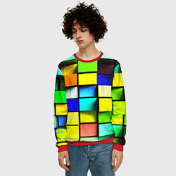 Свитшот мужской Оптические кубы, цвет: 3D-красный — фото 2