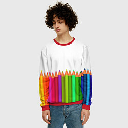 Свитшот мужской Разноцветные карандаши художественные, цвет: 3D-красный — фото 2