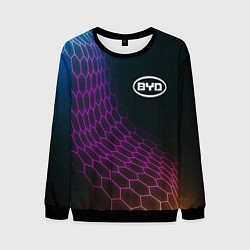 Свитшот мужской BYD neon hexagon, цвет: 3D-черный