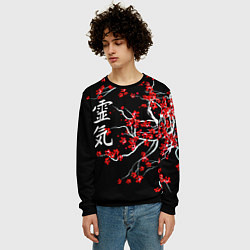 Свитшот мужской Цветы сакуры, цвет: 3D-черный — фото 2