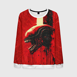 Мужской свитшот Ксеноморф в красных тонах