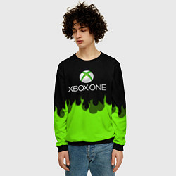 Свитшот мужской Xbox green fire, цвет: 3D-черный — фото 2