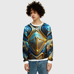 Свитшот мужской Объемная синяя текстурная кожа, цвет: 3D-белый — фото 2