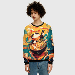 Свитшот мужской The cat eats ramen, цвет: 3D-черный — фото 2
